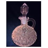 RARE glows pink clear glass vanity bottle - glows