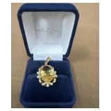 Citrine pendant, tested 14k