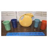 Fiestaware Disc pitcher & 4 tumblers