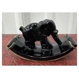 Thew Art Deco black glass elephant ink blotter