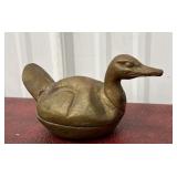 HEAVY Cast Iron lidded duck trinket dish