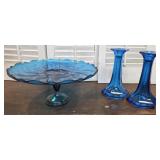 Beautiful cobalt blue Sterling silver candlestick