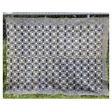 Early blue and white 1800s coverlet - 2pcs seamed