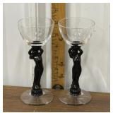 Cambridge Glass Ebony Nude Wine Stem Glasses