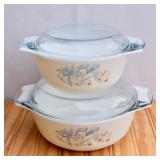 Vintage Pyrex Blue Iris Casserole Dishes