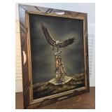 1970s velvet painting native American / eagle