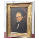 Early Oil on wood portrait - Square nailed frame