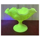 Fenton Custard Satin Art Glass compote ï¿½Water