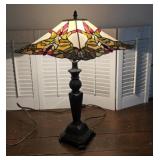 Leaded glass Tiffany style table lamp - iron base