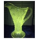 Glow Green - pretty pedestal water pitcher