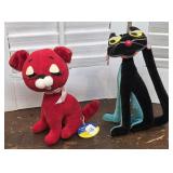 2 Vintage Dakin Dream Pets black cat and puppy