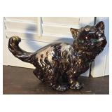 MCM Ceramic Drip Glaze Cat - green glass beaded