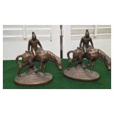 Pr cast iron horse / Indian bookends - great