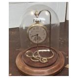Waltham 15 Jewel 14K GF pocket watch & glass dome