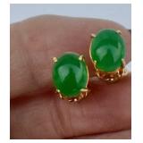 Tests 10K Gold & Jade Clip on Earrings (match