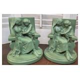Pair Ronson Art Deco bookends - fabulous green
