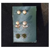 3 pair of 14K gold Pierced Earrings with