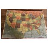 Early wooden USA Rand McNally puzzle (complete)