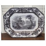 Ironstone Davenport mulberry transferware platter