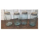 4 Zinc Top 1858 Canning Jars