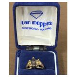 14k gold, citrine & Smokey quartz ring- size 5