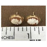 14k gold - Shell cameo earrings stamped 585