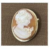 14k gold - Shell cameo pendant/pin stamped 585