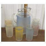 Blending frosted glass drink set- pitcher, 6