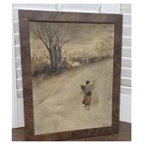 1800s Folksy Painting On Canvas Over Wood? - Lady