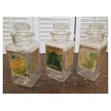 3 Large Drug Store Seed House Jars Vegetable