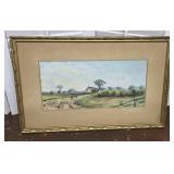 1915 P.S. Joan Coleman farmhouse pastel found in
