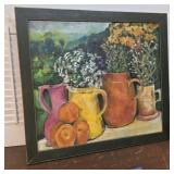 Local artist Rita Williams painting on canvas -