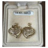14k Gold Heart Earrings