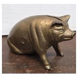 Orig 1920s cast iron pig bank - great patina