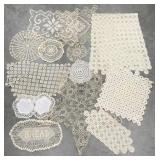 Estate linens doilies, table runner *some staining