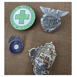 4 Sterling silver pins - safety committee Green
