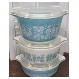 Set 3 Pyrex casseroles - Amish Butterprint