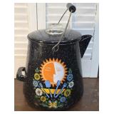 RETRO Enamelware Coffee Pot Percolator - Great