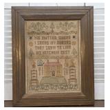 Great patina vintage sampler - "No matter where I