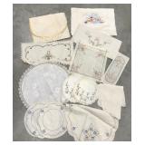 Estate Doilies, table runners, most embroidered