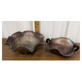 Northwood amethyst carnival glass bowls