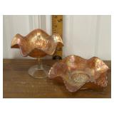 Fenton marigold ruffled bowl, lotus pattern,