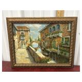 P. Ivos signed painting on canvas Venetian