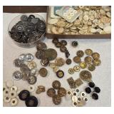 Early buttons - brass, mother of pearl, etc