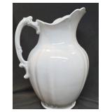 Large Alfred Meakin white ironstone pitcher -