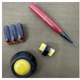 Bakelite key chain pencil and buttons