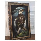 1970s Black Velvet Eagle Painting