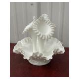 Fenton milk glass hobnail epergne