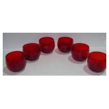 6 Mid Century Ruby Red Roly Poly Barware Whiskey