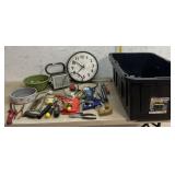 tub -Work Light, Wall Clock, & Miscellaneous Tools